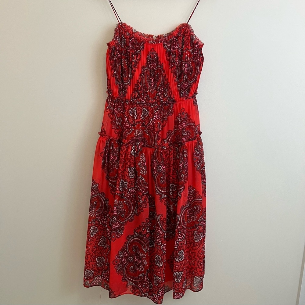 Banana Republic Red Paisley Midi Dress